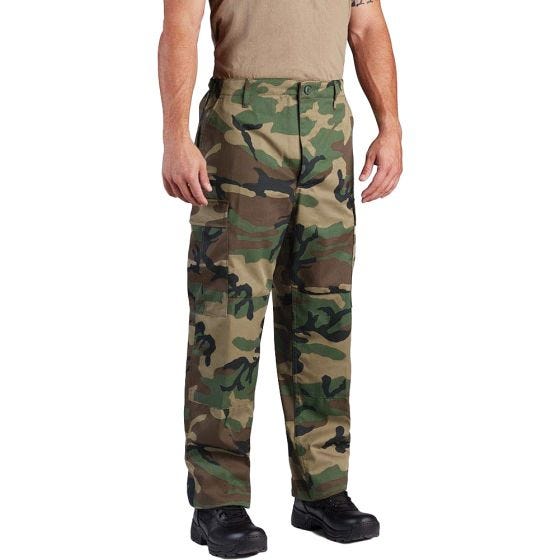 Propper BDU Hose mit Knopfverschluss aus Baumwoll-Polyester-Twill Woodland