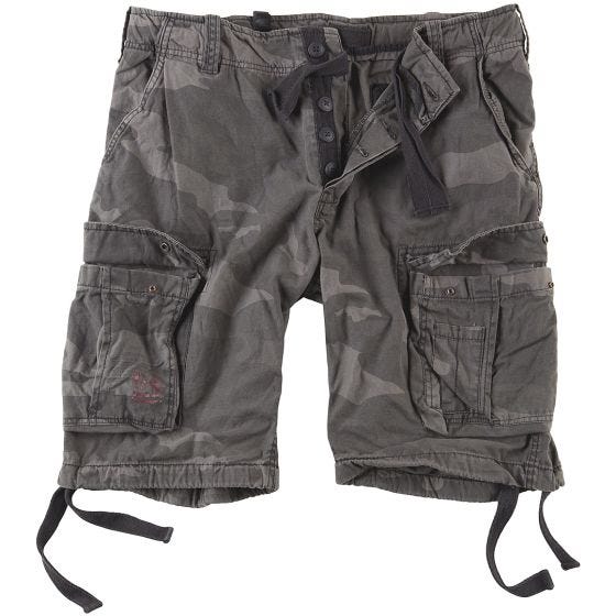 Surplus Airborne Shorts im Vintage-Stil Ausgewaschenes Black Camo