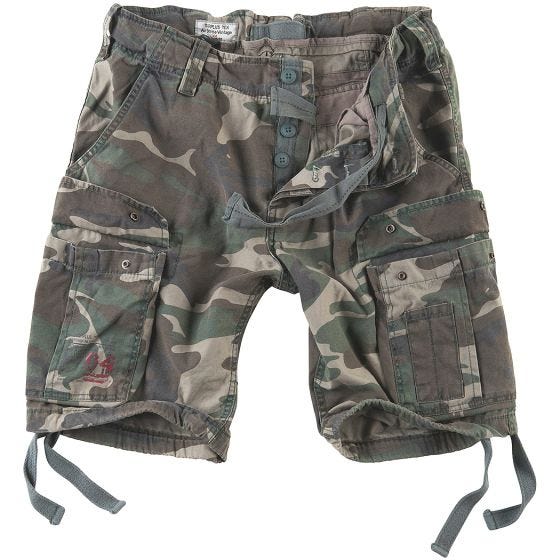 Surplus Airborne Shorts im Vintage-Stil Ausgewaschenes Woodland