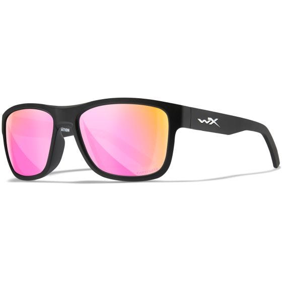 Wiley X WX Ovation Brille - Captivate Polarized Rose Gold Mirror Lenses / in Mattschwarz Frame