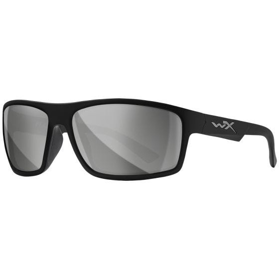 Wiley X WX Peak Brille - Silber Flash Lenses / Hochglanz Schwarz Frame