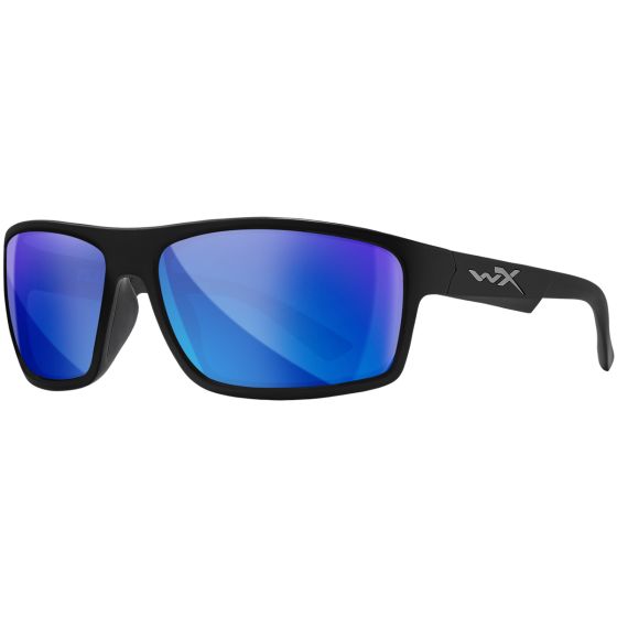 Wiley X WX Peak Brille - Polarized Blau Mirror Lenses / in Mattschwarz Frame