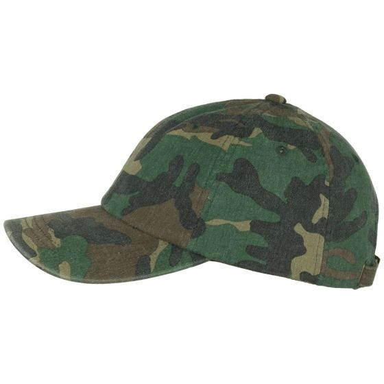 YP Low Profile Camo Washed Mütze - Woodland