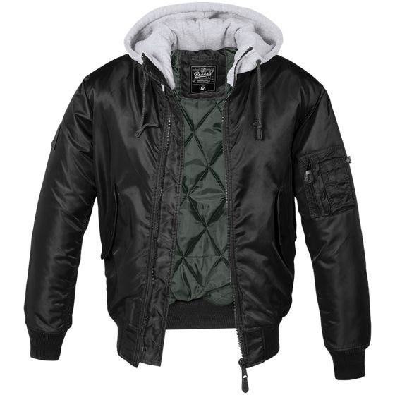 Brandit MA1 Jacke mit Sweat-Kapuze Schwarz/Grau