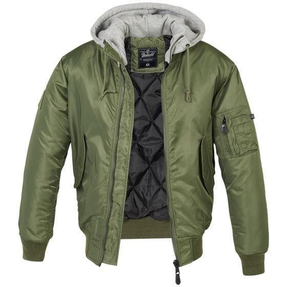 Brandit MA1 Jacke mit Sweat-Kapuze Olivgrün/Grau