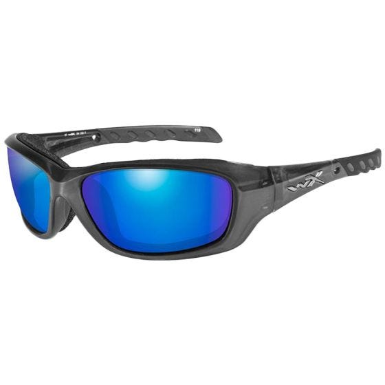 Wiley X WX Gravity Schutzbrille - Polarisierte und verspiegelte Gläser in Blau / Gestell in Black Crystal