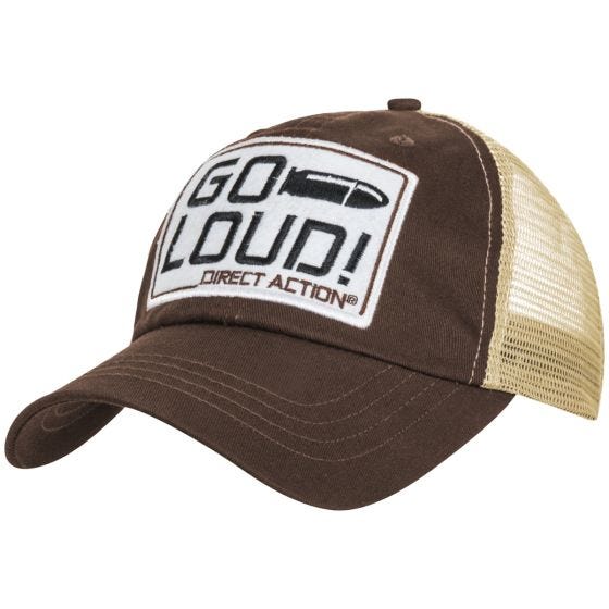 Direct Action Trucker Cap mit Aufschrift „GO LOUD!“ Braun