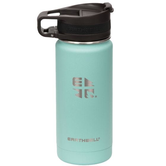 Earthwell Roaster Vakuum-Trinkflasche mit Befestigungsvorrichtung 473 ml Aqua Blue