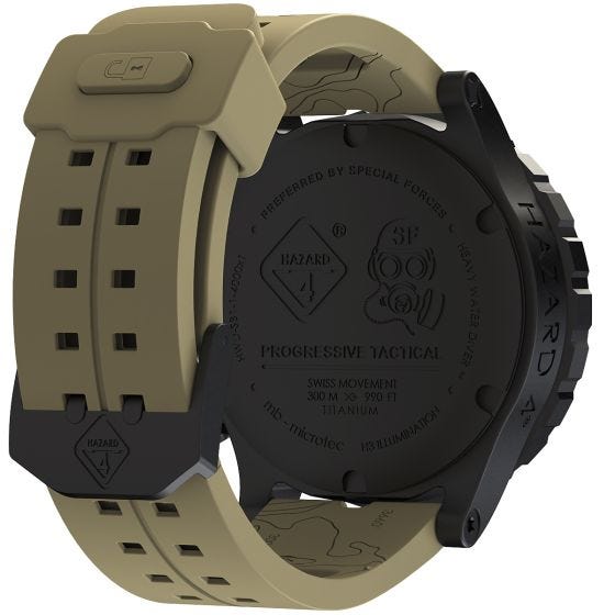 Hazard 4 Heavy Water Diver Titanium Arid Armbanduhr mit Tritium-Lichtquelle Grün/Gelb
