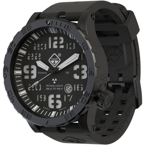 Hazard 4 Heavy Water Diver Titanium Nightwatch Armbanduhr mit Tritium-Lichtquelle Grün/Gelb