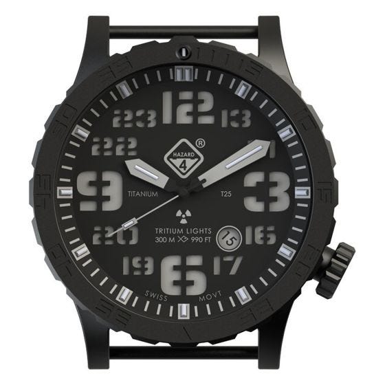 Hazard 4 Heavy Water Diver Titanium Nightwatch Armbanduhr mit Tritium-Lichtquelle Grün/Gelb