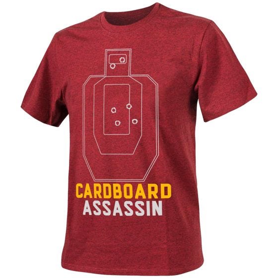 Helikon T-Shirt mit Aufschrift „Cardboard Assassin“ Melange Rot