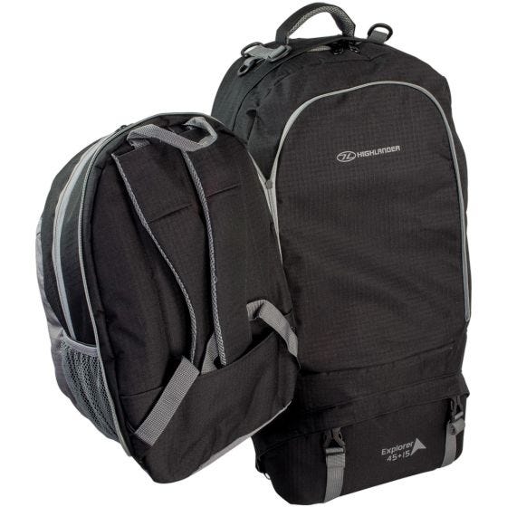 Highlander X-Plorer Ruckcase 45+15L Reisetasche/Rucksack Schwarz
