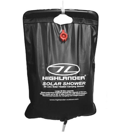 Highlander 20L Camping-Dusche mit Solar-Beheizung Schwarz