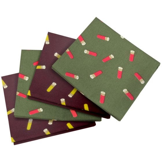 Jack Pyke Stofftaschentücher mit Patronen-Motiven 4er-Set Wine/Grün