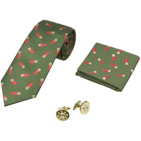 Jack Pyke Geschenk-Set aus Krawatte, Taschentuch und Manschettenknöpfen im Patronen-Design Grün