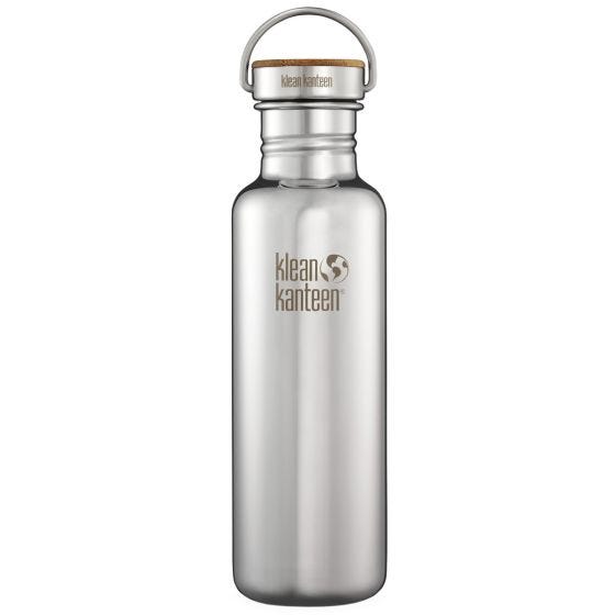 Klean Kanteen Reflect 800 ml Trinkflasche mit Unibody Bamboo Cap Mirrored Stainless