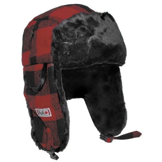 Fox Outdoor Holzfällermütze mit Kunstfell Rot / Schwarz