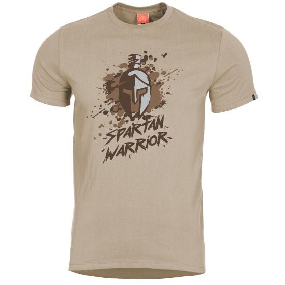 Pentagon Ageron T-Shirt mit Aufschrift „Spartan Warrior“ Khaki