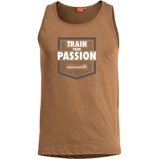 Pentagon Astir Ärmelloses Top mit Aufschrift „Train Your Passion“ Coyote