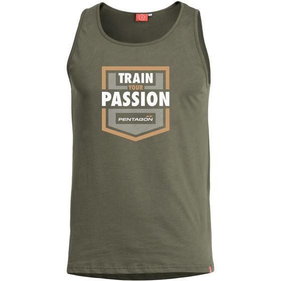 Pentagon Astir Ärmelloses Top mit Aufschrift „Train Your Passion“ Olivgrün