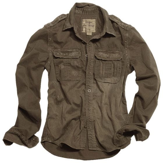 Surplus Raw Langarmshirt im Vintage-Stil Braun