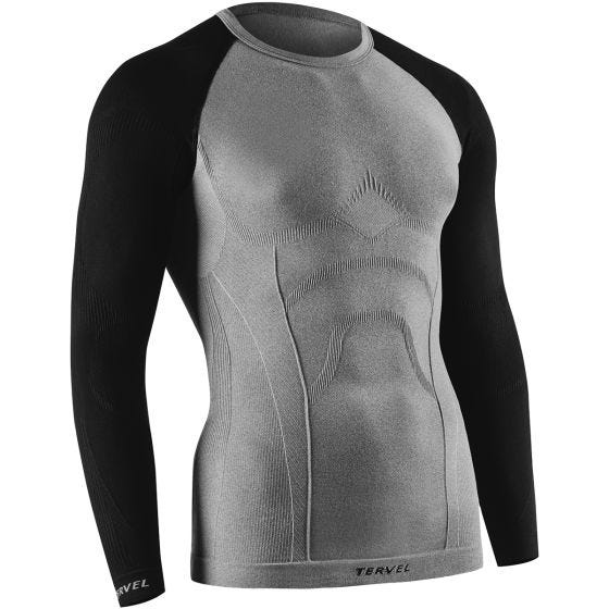 Tervel Comfortline Langärmliges Herren-Unterhemd Melange/Schwarz