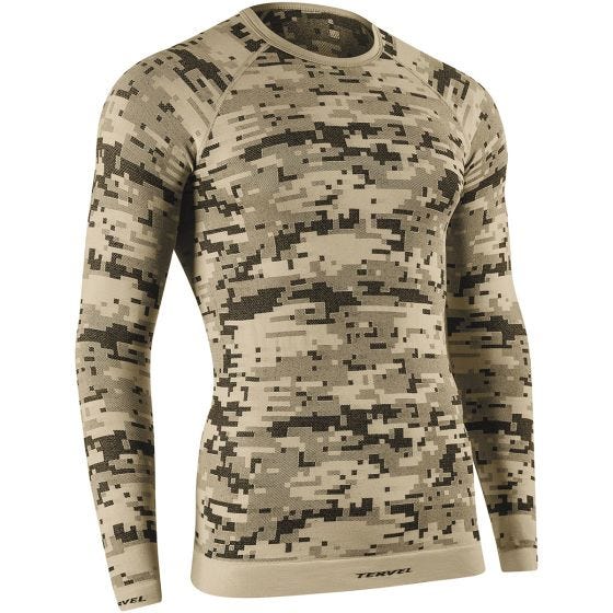 Tervel Optiline Digital Langarm-Shirt Sand/Grau